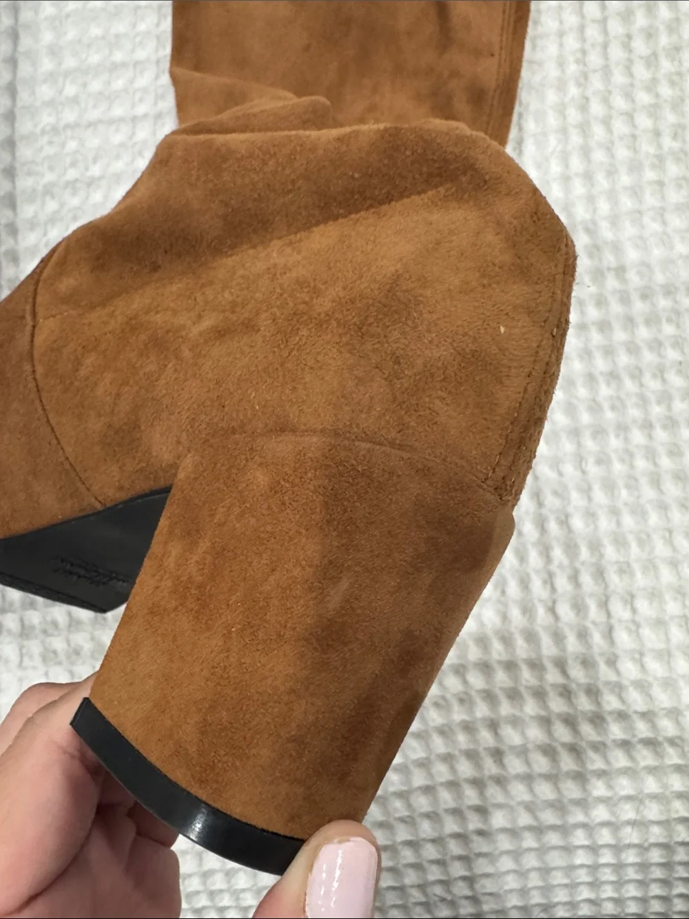 Stuart Weitzman Over-the-Knee Block Heel Boots in Brown Suede